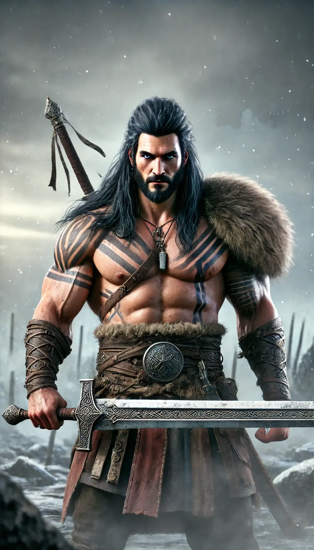 Hakon, viking, petit-fils de ragnar Lotbrok dans la nuit du ragnarok